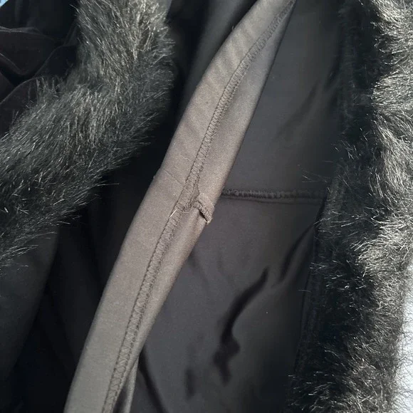 Betsey Johnson Penny Lane Coat Womens S Black Velvet Faux Fur Trim Y2K Glam - Picture 11 of 13